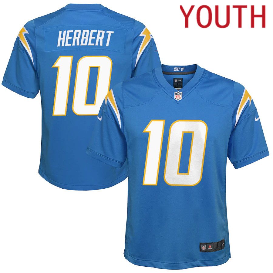 Youth Los Angeles Chargers 10 Justin Herbert Nike Powder Blue Game NFL Jersey